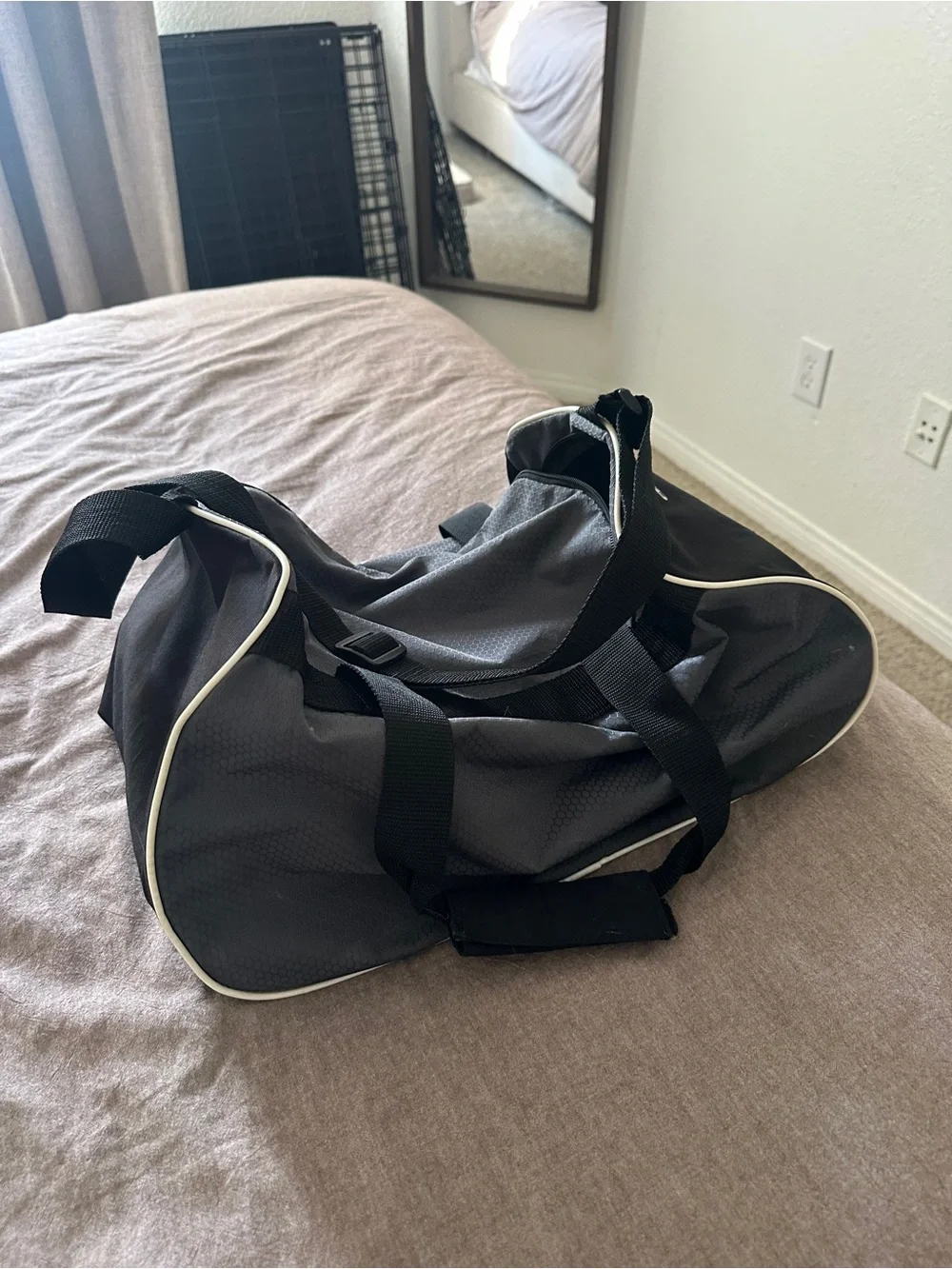adidas Black and White Men's Duffel Bag with Large Logo